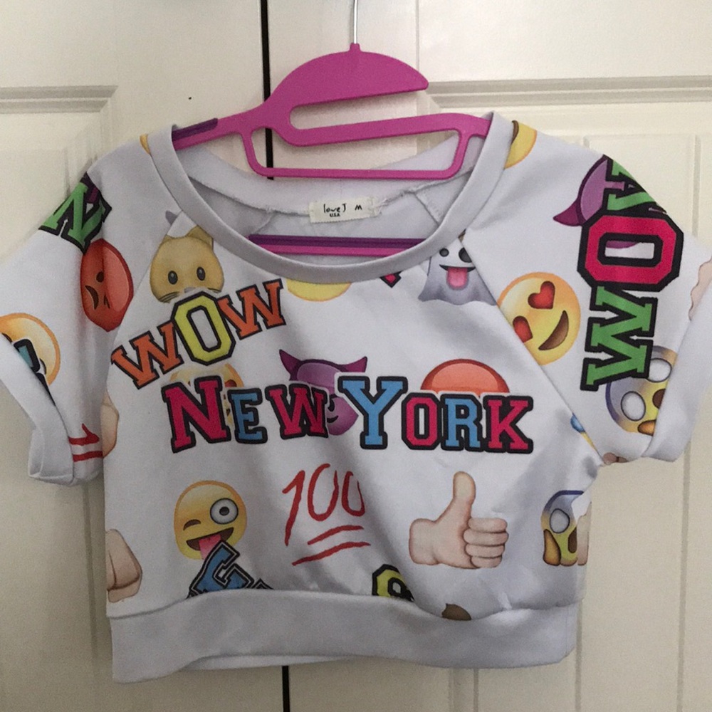 White Emoji Crop-Top